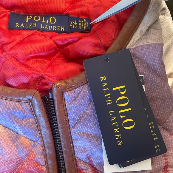 POLO RALPH LAUREN Quilted Colorful Southwestern Jacket Real Leather Trim XXL NEW - Picture 4 of 12